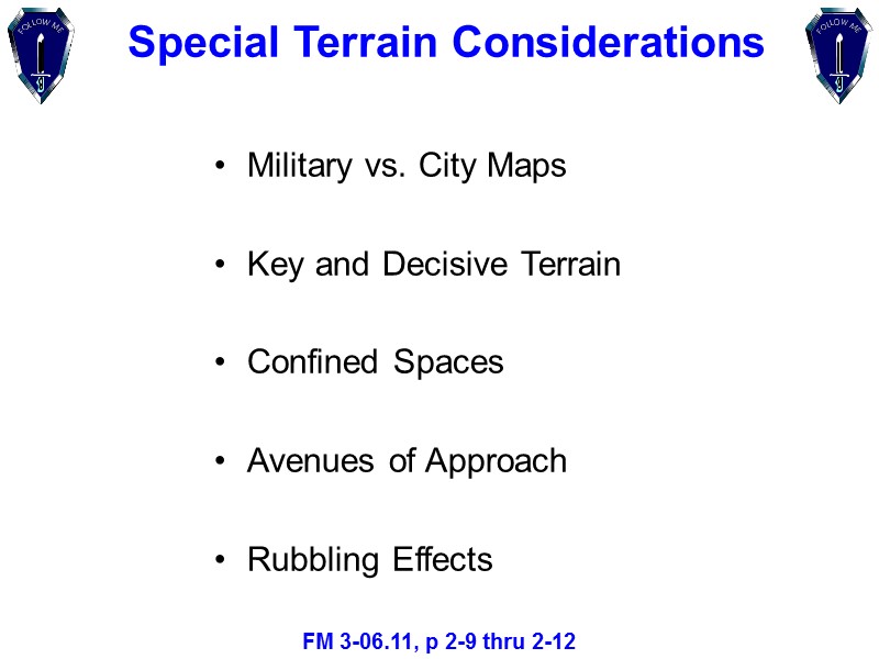 Military vs. City Maps  Key and Decisive Terrain  Confined Spaces  Avenues